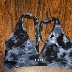 LSKD blue Tie-Dye Sports Bra